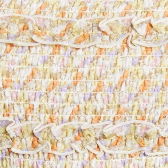 NWT ASTR THE LABEL Floral Smocked Peplum Top in Orange Purple Multi Sz. M - Picture 8 of 10